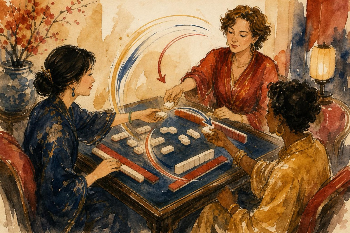 The Charleston tile passing phase in American Mahjong