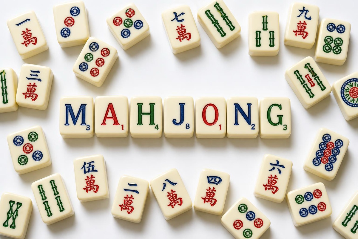 American mahjong tiles with Western markings