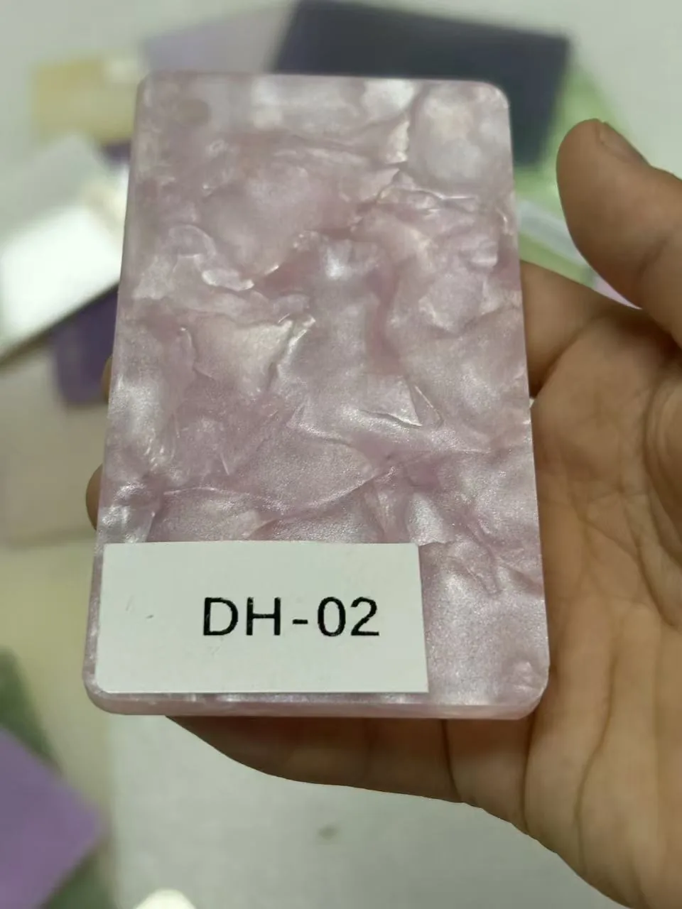 Blush pink pearl shell-pattern acrylic swatch
