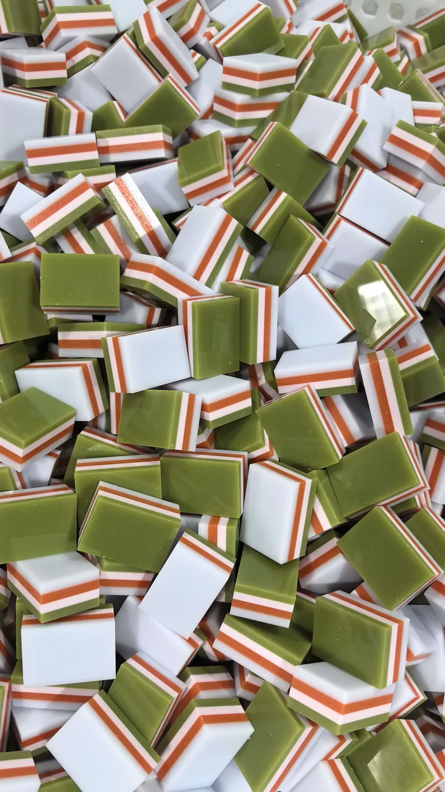 Olive, white and orange layered acrylic Mahjong tile blanks