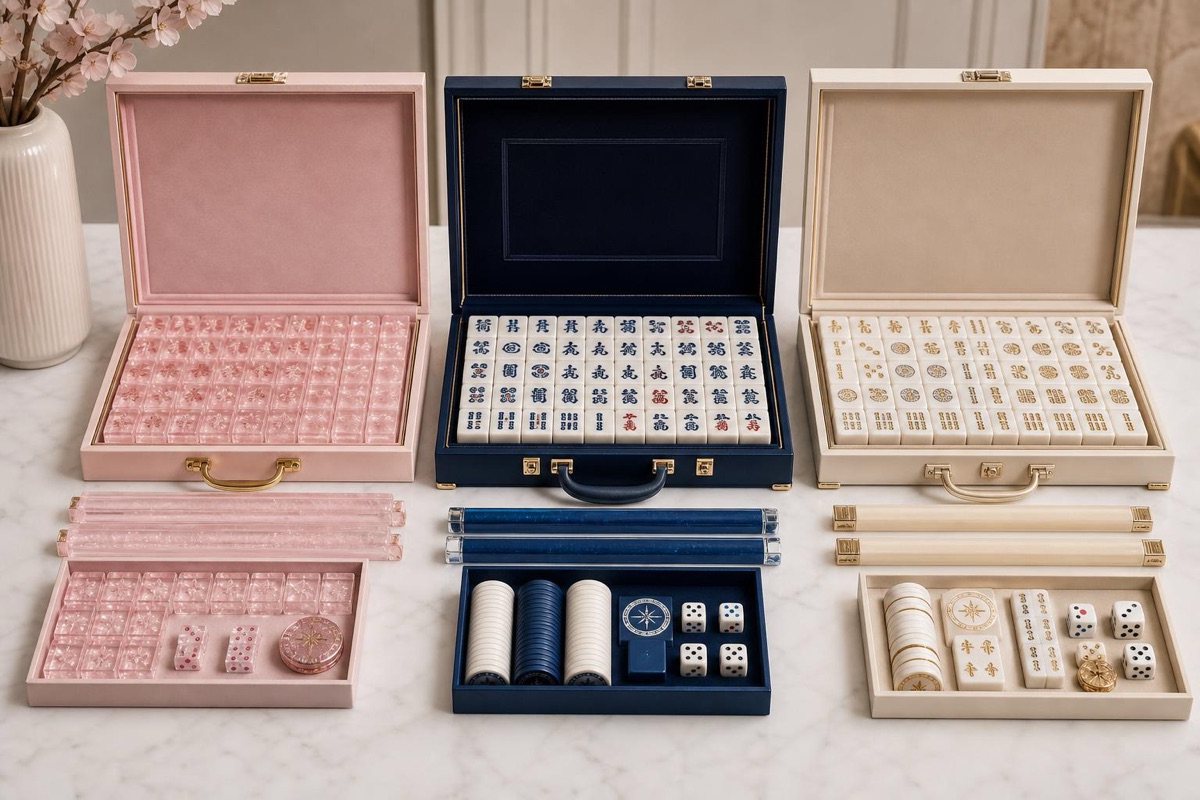 Boutique-ready American Mahjong sets arranged for retail merchandising