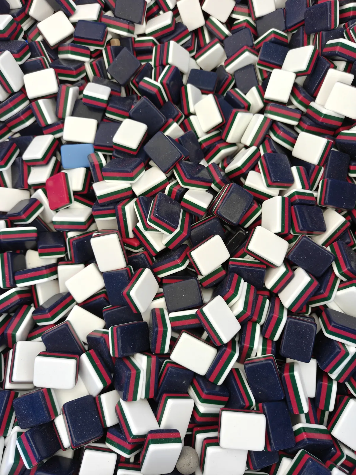 Navy, white and red layered acrylic Mahjong tile blanks