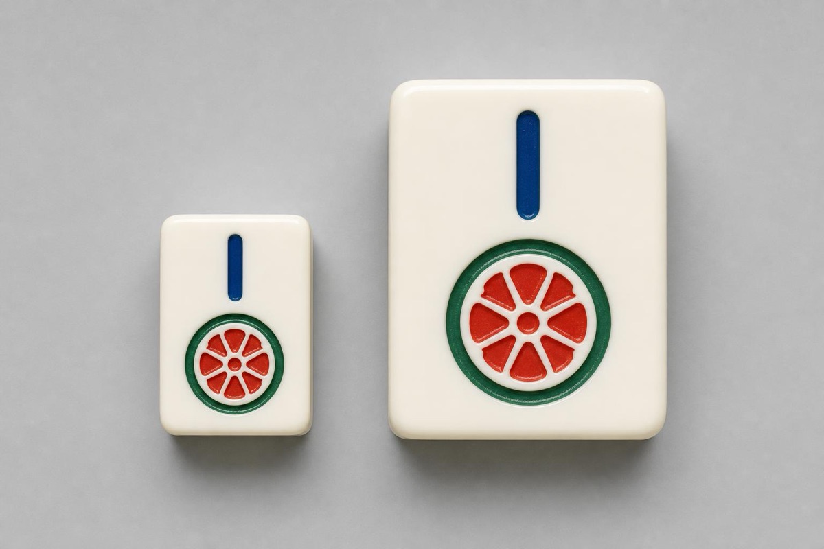Standard vs large print mahjong tile size comparison