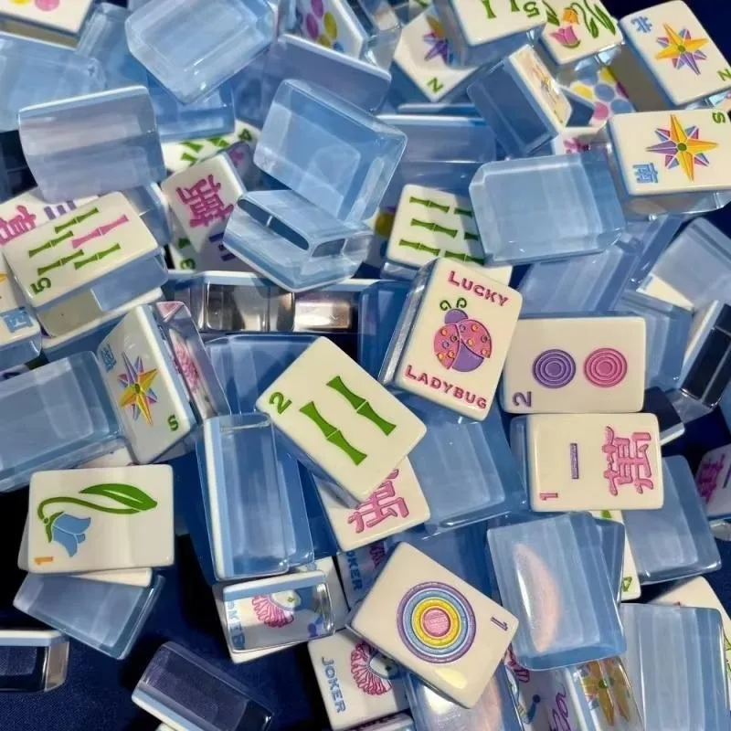 Ice blue transparent Mahjong tiles