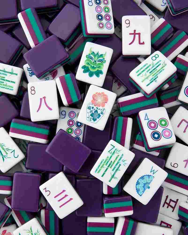Purple Teal Elegant Mahjong Set