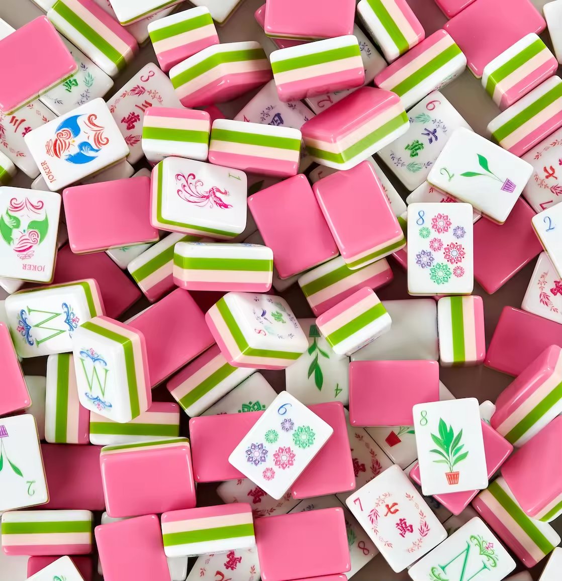 Pink Green Mahjong Set