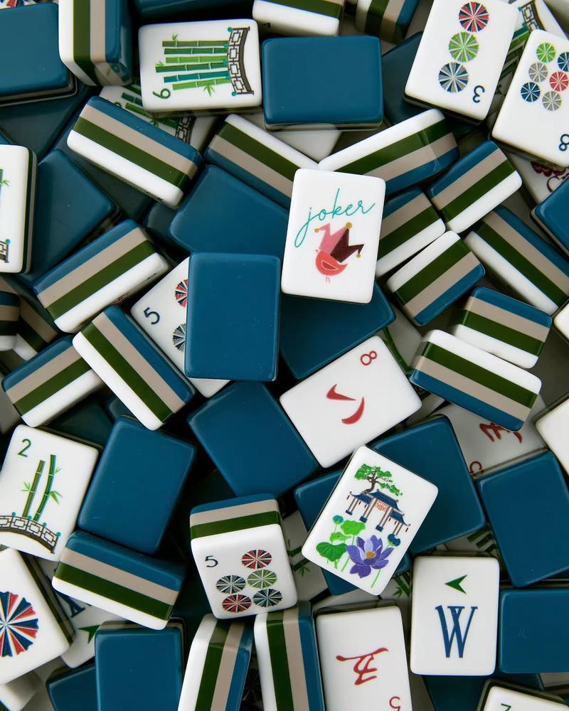 Premium acrylic mahjong tiles close-up