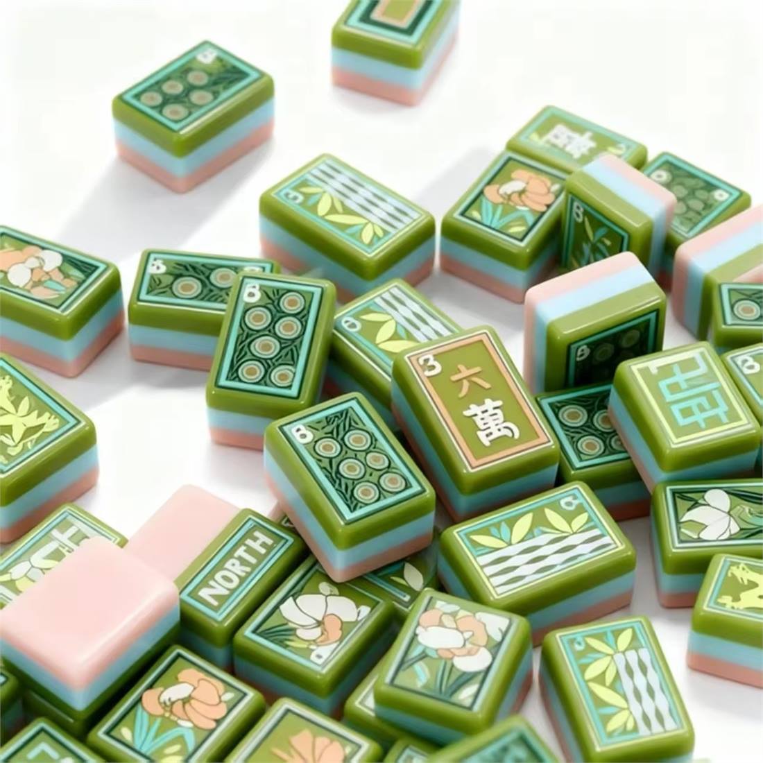 Botanical Green Mahjong Set detail view 1
