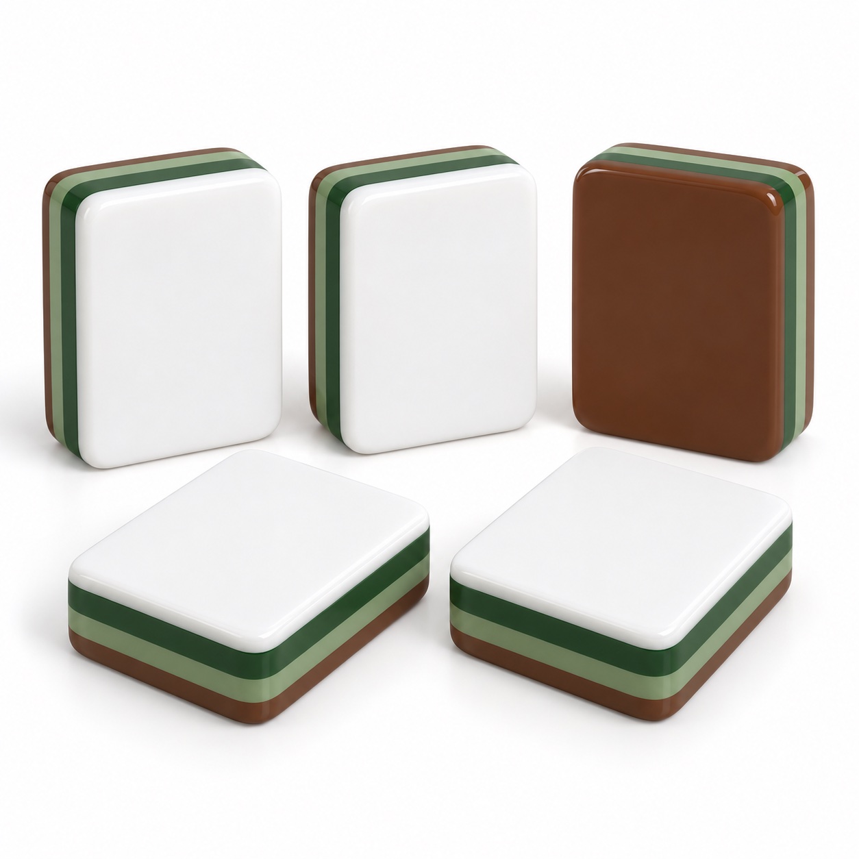 Brown Layered Mahjong Blanks — unprinted white tile blank concept