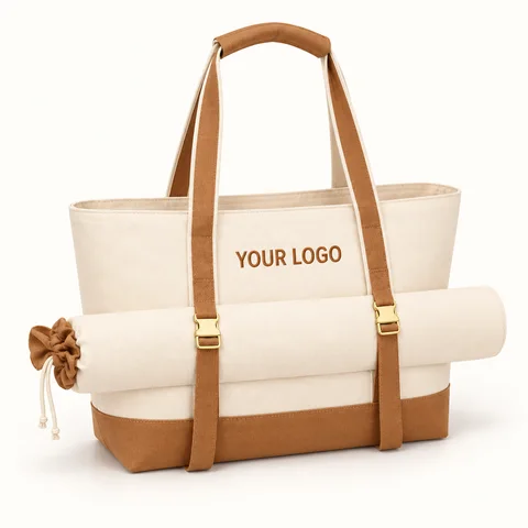 Canvas-Style Mat Carrier Tote — overall view; customization concept