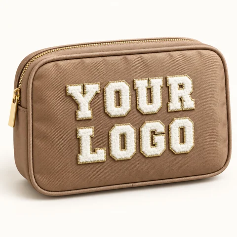 Chenille Letter Tile Pouch — overall view; customization concept