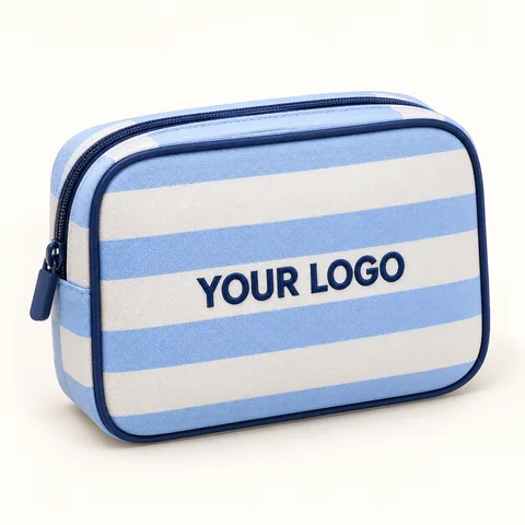 Striped Zip Tile Pouch — overall view; customization concept