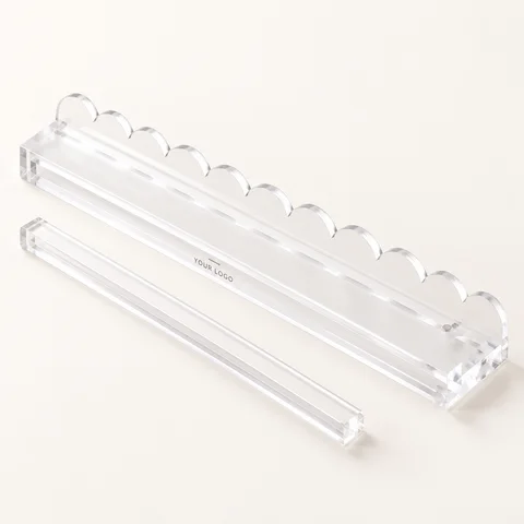 Clear Scalloped Rack & Pusher — overall view; customization concept