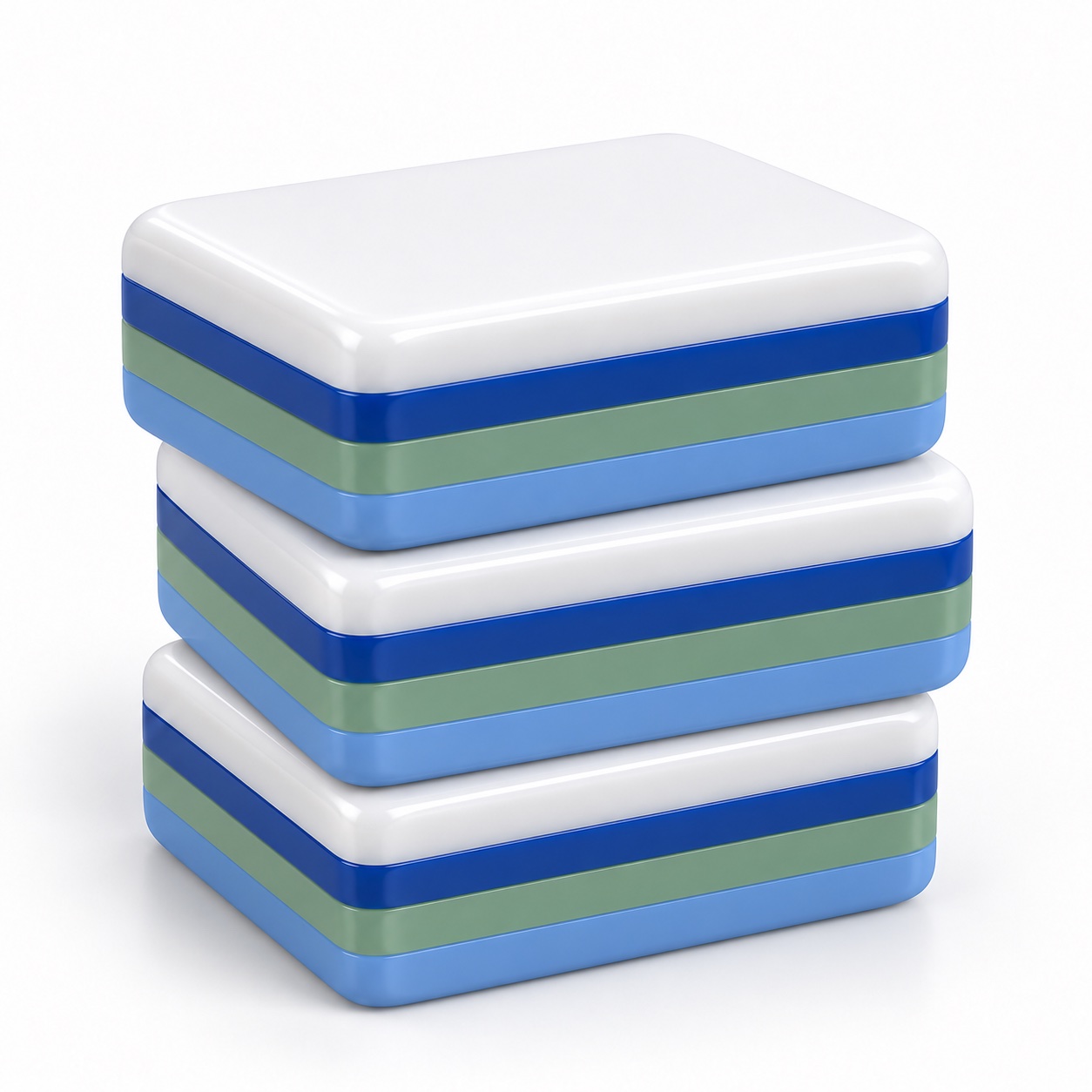 Layered acrylic Mahjong tile from the classic blue set