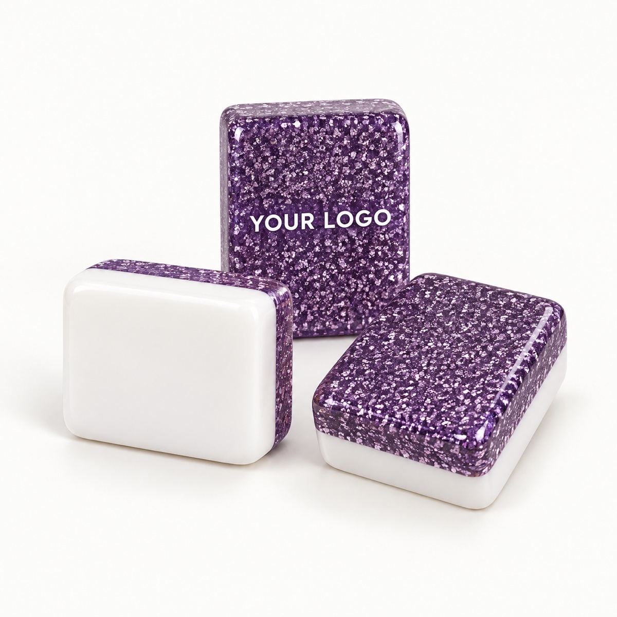 Glitter Back — blank-face YOUR LOGO customization concept