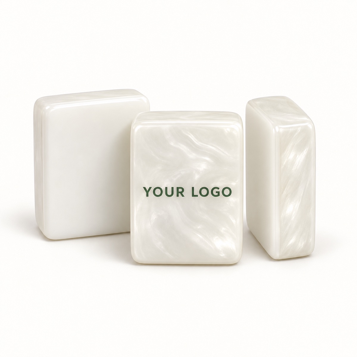 Pearl Finish — blank-face YOUR LOGO customization concept