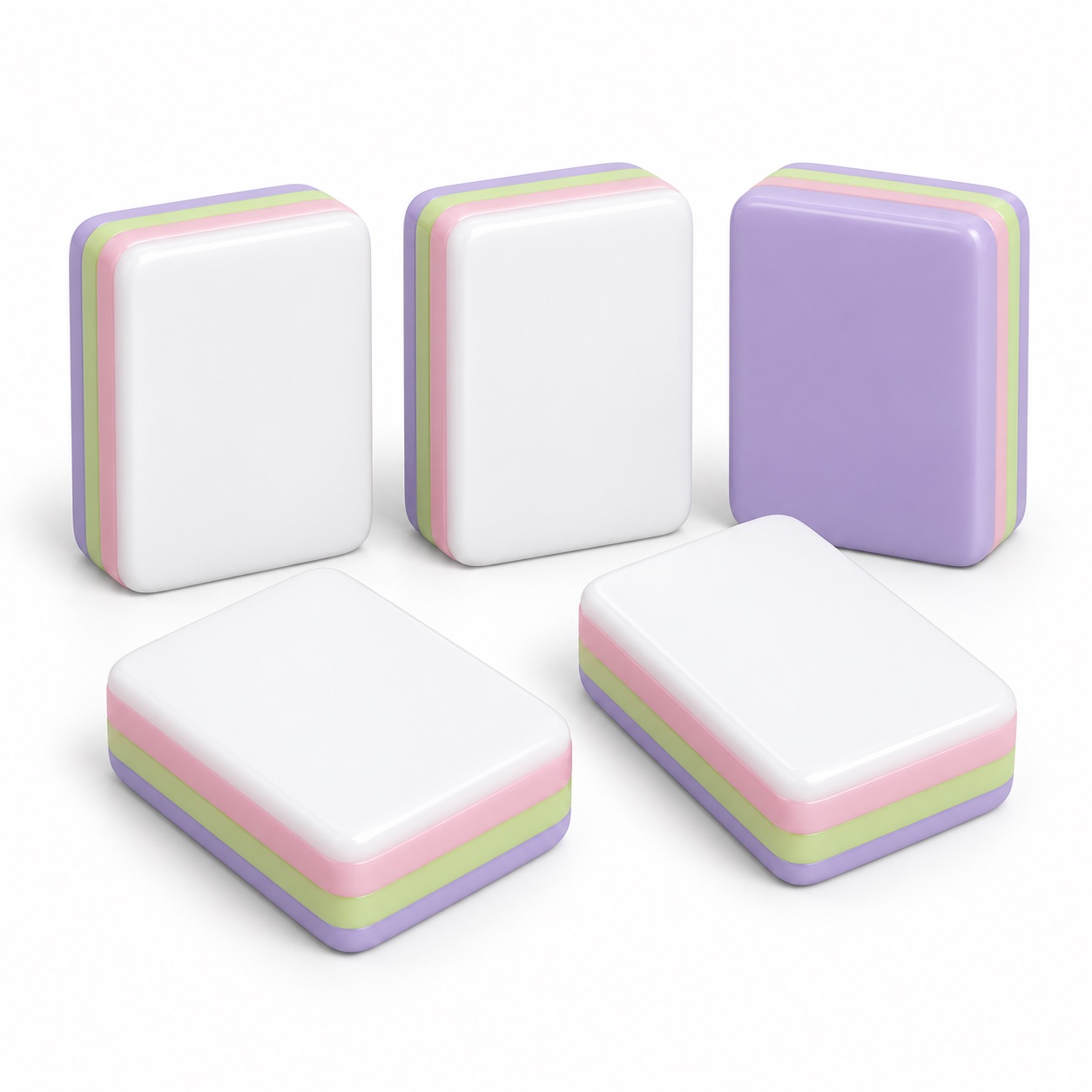 Lavender Mahjong Set — unprinted white tile blank concept