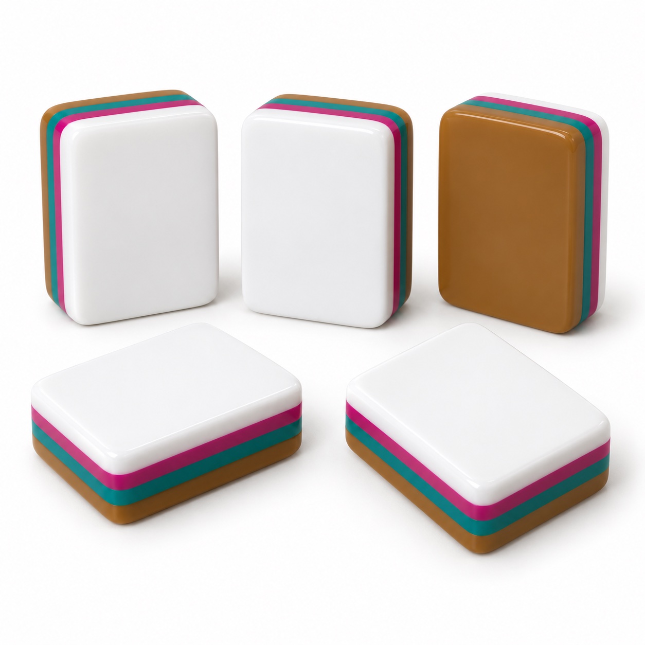 Caramel Layered Acrylic Mahjong Blanks — unprinted white tile blank concept