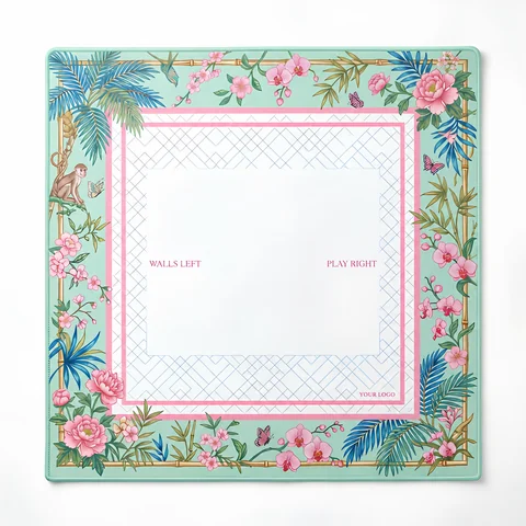 Tropical Floral Border Mat — supplied mat image with YOUR LOGO customization preview