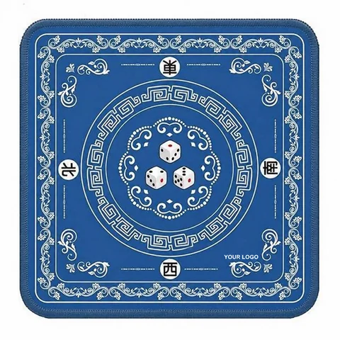 Royal Blue Dice Medallion Mat — supplied mat image with YOUR LOGO customization preview