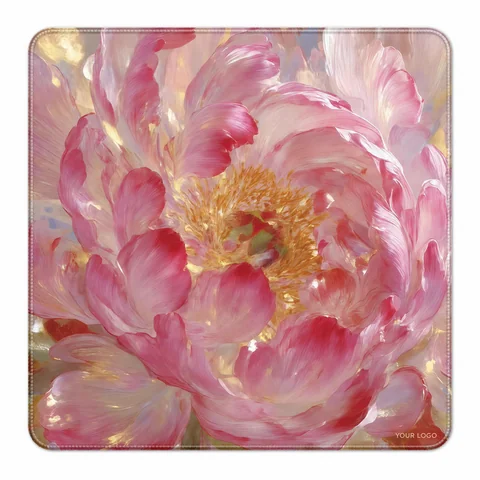 Pink Peony Mat — supplied mat image with YOUR LOGO customization preview