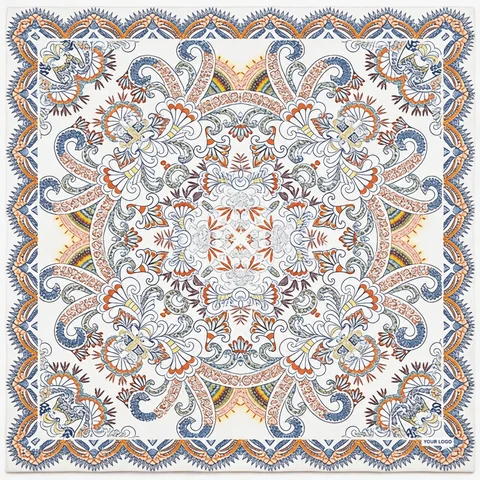Blue & Orange Paisley Mat — supplied mat image with YOUR LOGO customization preview