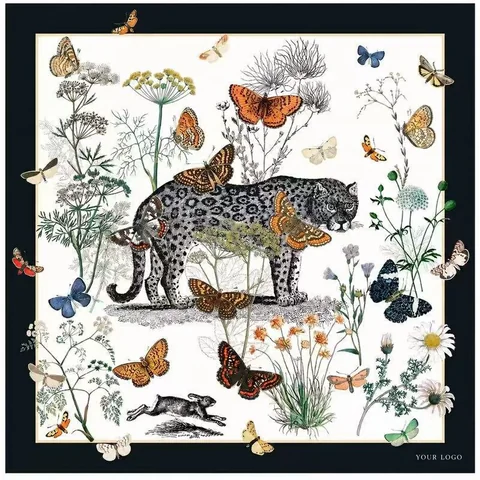 Botanical Leopard & Butterfly Mat — supplied mat image with YOUR LOGO customization preview