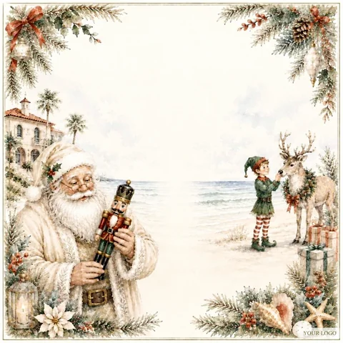 Coastal Christmas Mat — supplied mat image with YOUR LOGO customization preview