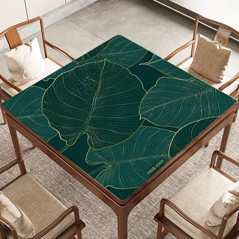 Forest Green Leaf Mat — supplied mat image with YOUR LOGO customization preview