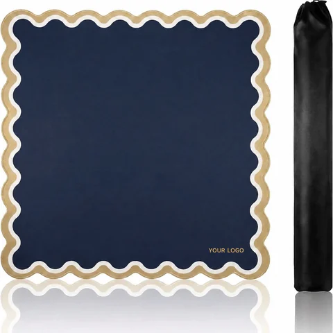 Navy Gold Scalloped Mat — supplied mat image with YOUR LOGO customization preview