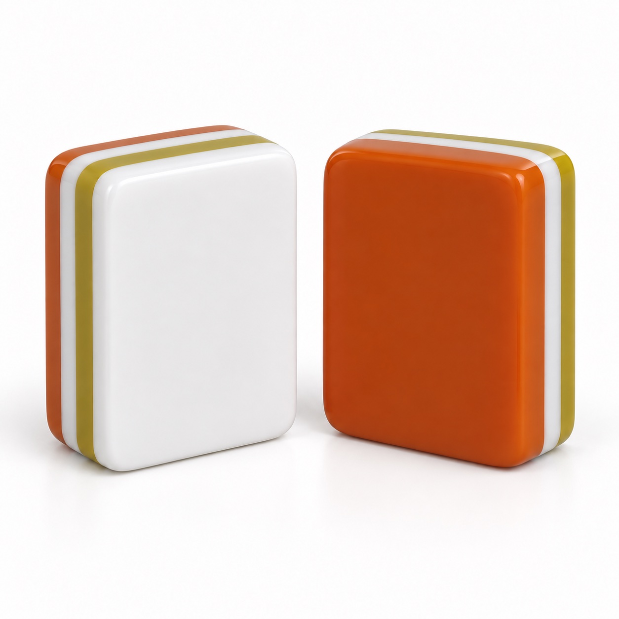 Orange Laser Four Layer Mahjong Set — solid back and blank front concept
