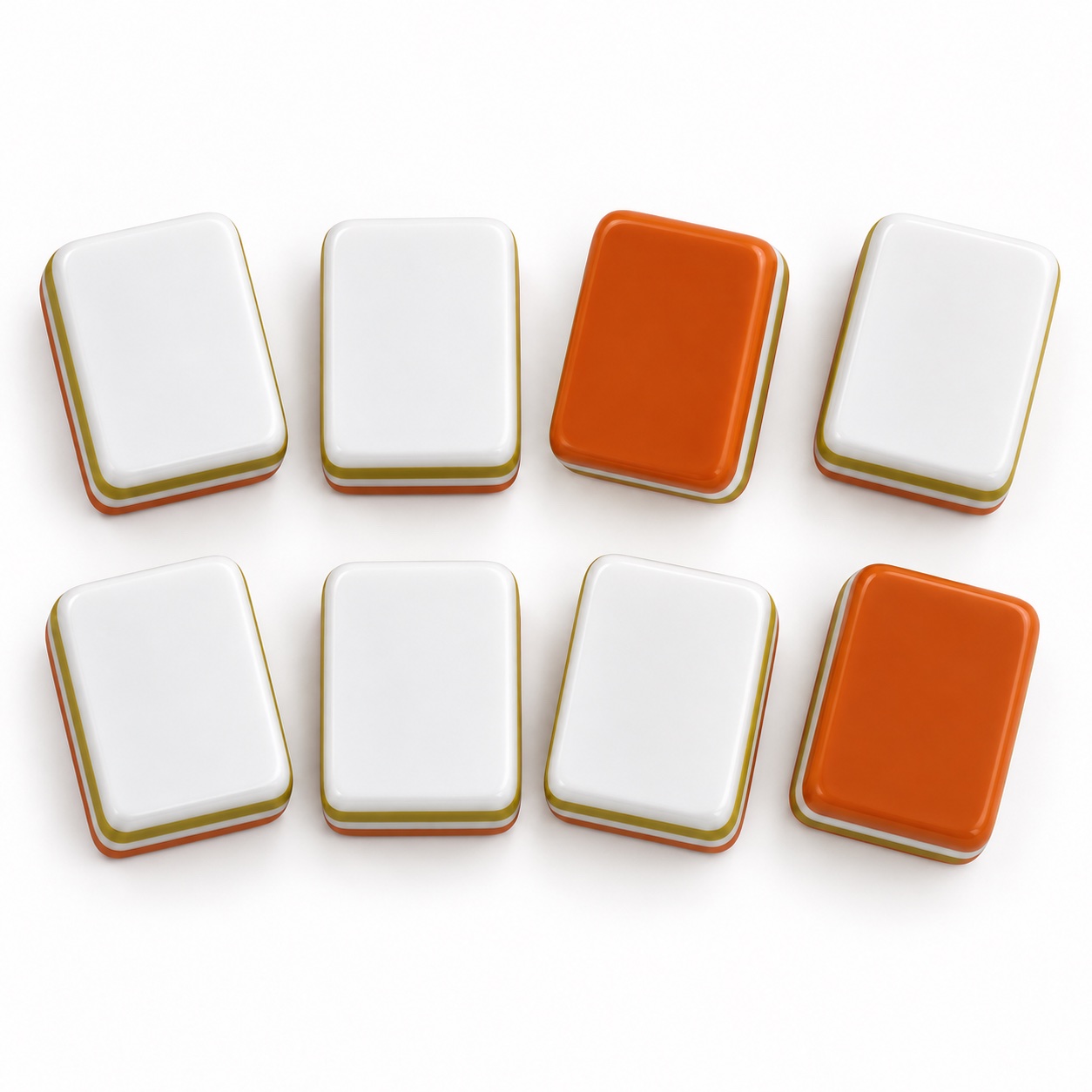 Orange Laser Four Layer Mahjong Set — unprinted tile arrangement concept