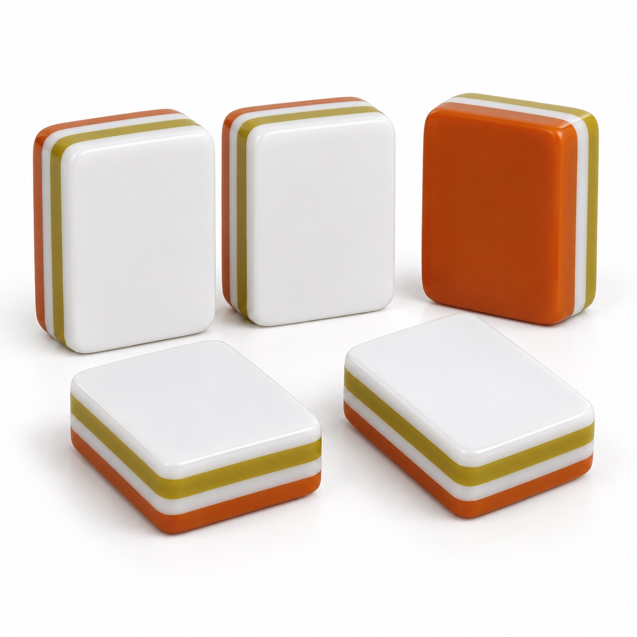 Orange Laser Four Layer Mahjong Set — unprinted white tile blank concept