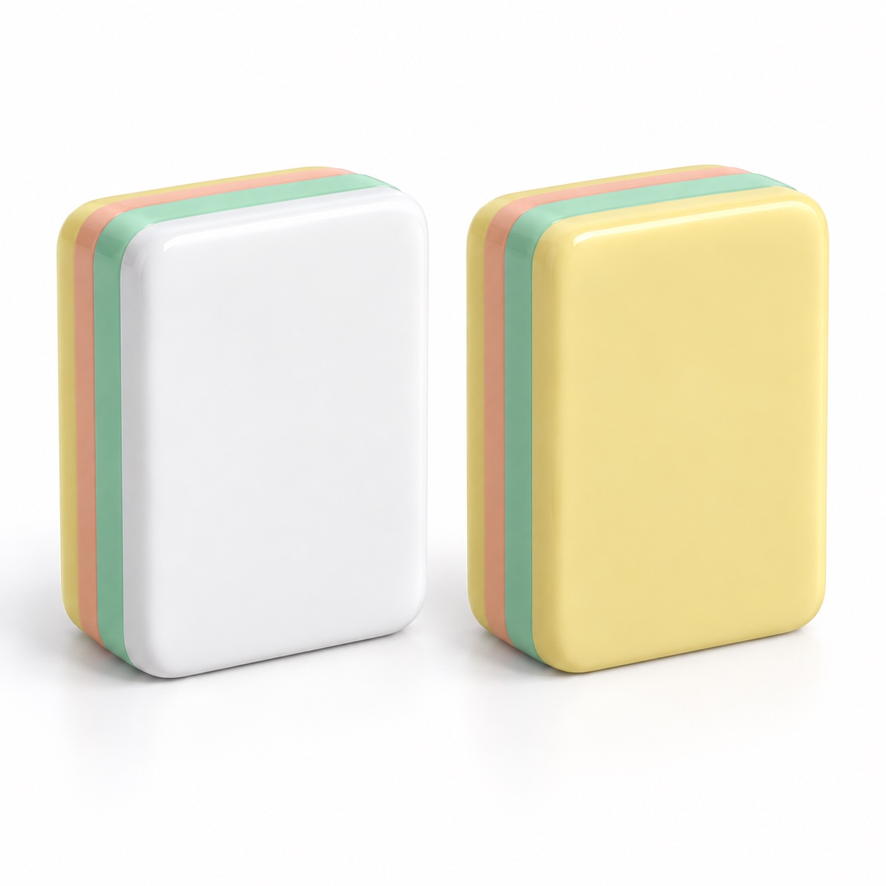 Pastel yellow and mint layered acrylic Mahjong tiles