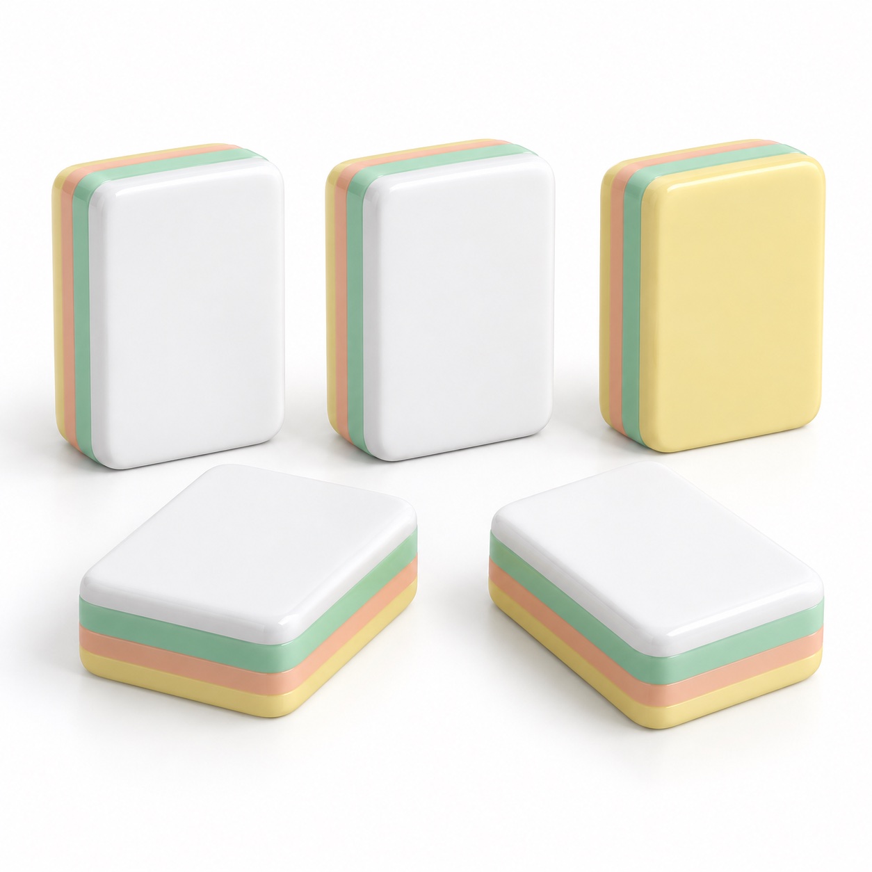 Pastel Yellow Mahjong Set — unprinted white tile blank concept