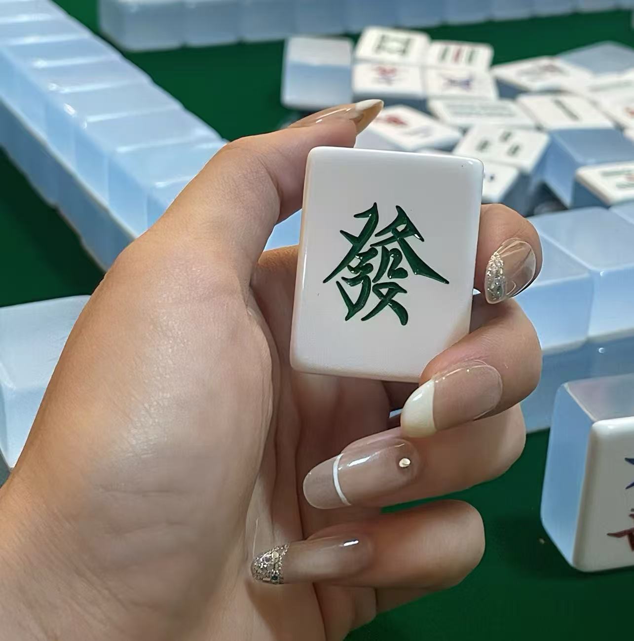 Pink lucite American Mahjong travel set with acrylic tiles