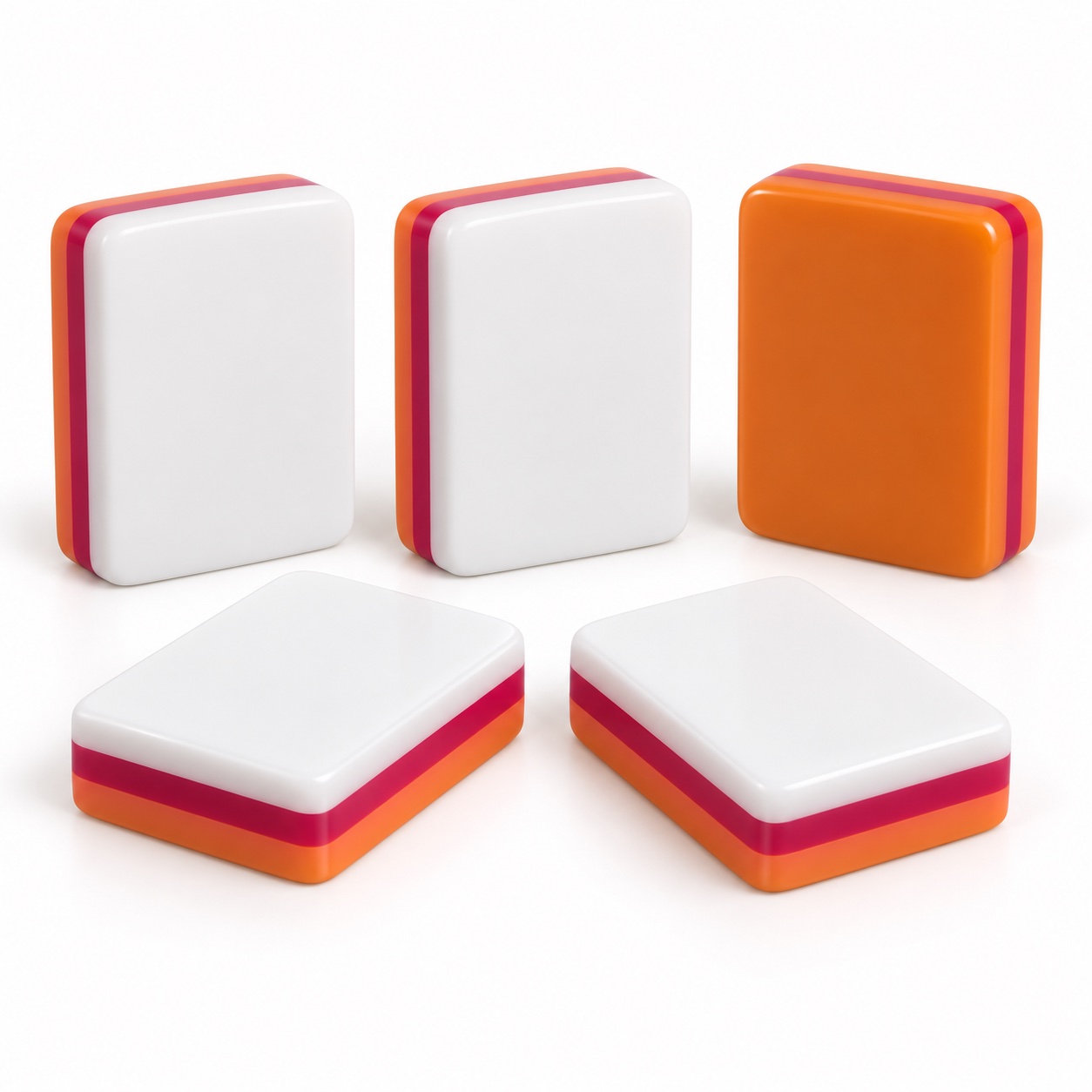 Portable Orange Mahjong Set — unprinted white tile blank concept