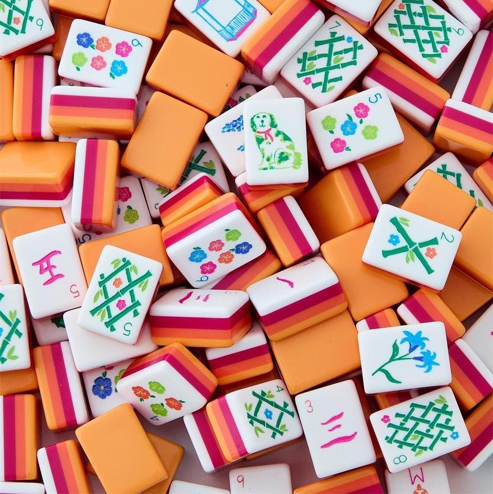 Portable Orange Mahjong Set