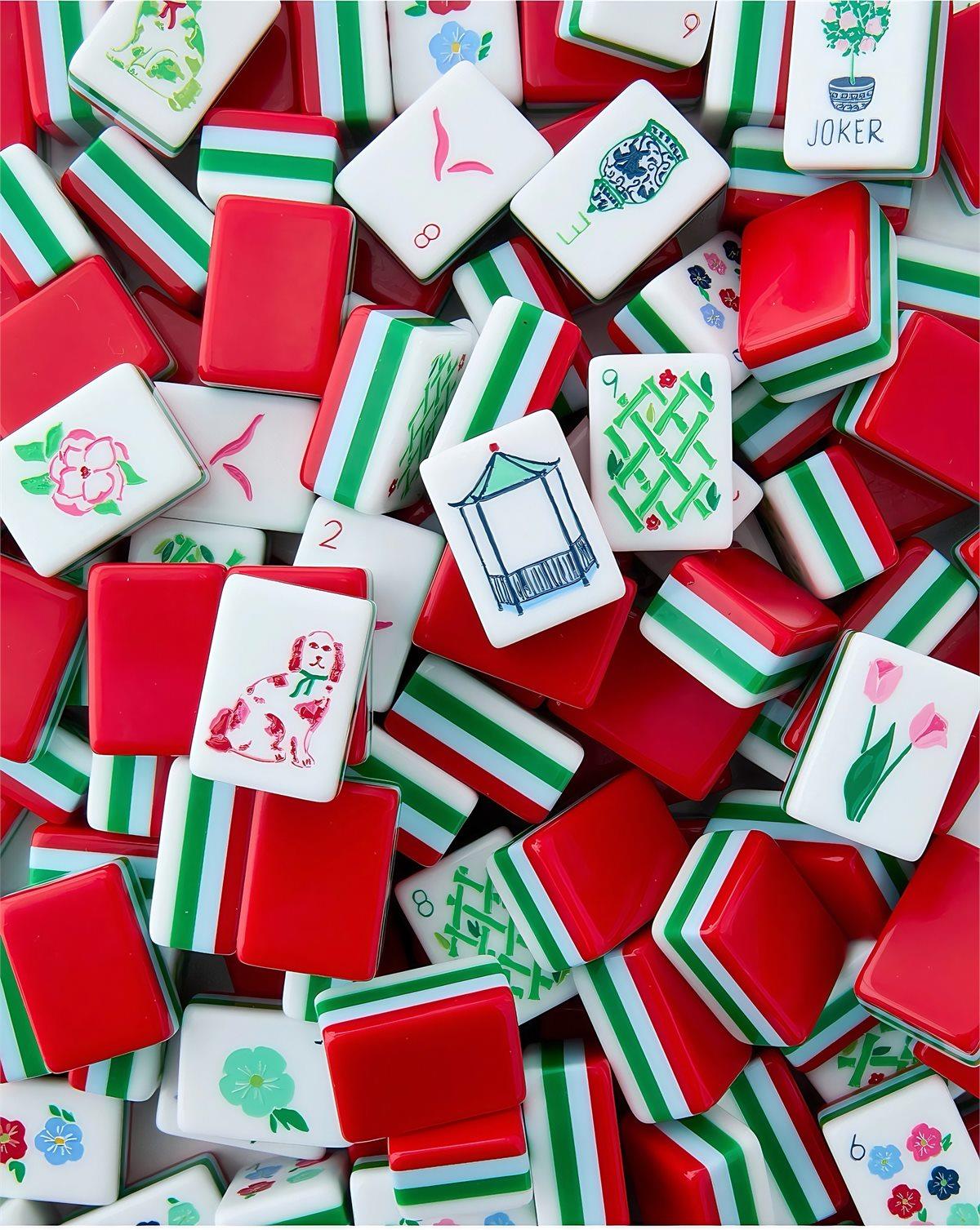 Red Portable Mahjong Set