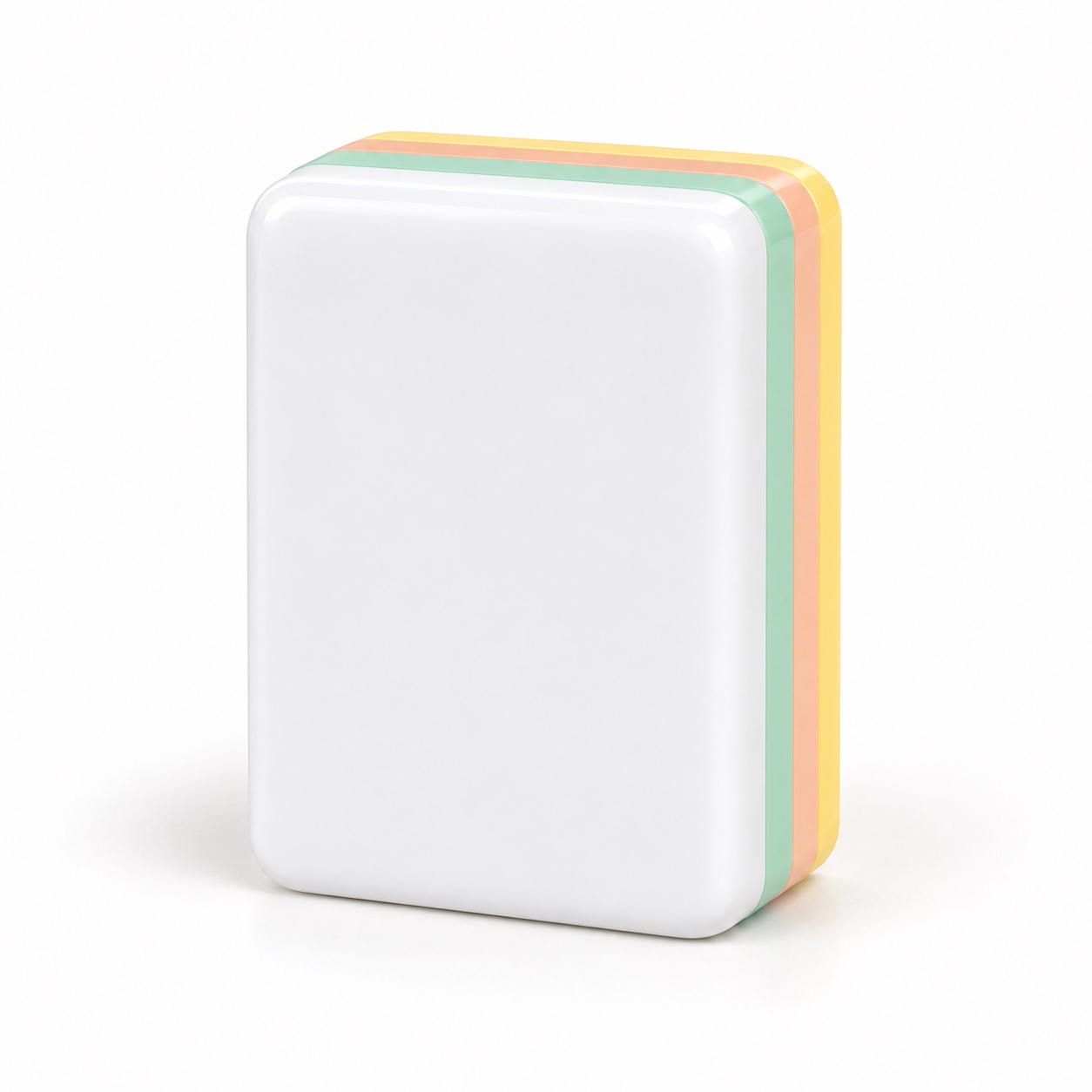 Yellow and mint layered acrylic Mahjong tile with a plain face